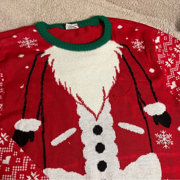Festive Holiday Santa Christmas Sweater, Red White & Green size XL - Picture 4 of 10